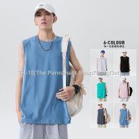 ✇❧✽ Summer cotton short sleeve vest male relaxed joker pure color sleeveless T-shirt wind multicolor teenagers play basketball