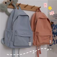 solid schoolbag female Korean version ulzzang college student backpack large-capacity bags y2k