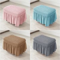 【lz】☑℡  Seersucker Otomano Capa Durável Stretch Spandex Footstool Saia Capa Cor Sólida Não Slip Footrest Slipcover para Sala de estar