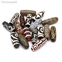 Tibet Dzi Natural Stone Bead Cylindrical Divination Pattern Natural Agates Loose Bead for Making DIY Jewerly Necklace 12x30mm