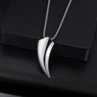 Cool Punk Rock Wolf Tooth Pendant Necklace For Men Women Stainless Steel Birthday Party Popular Gift Sweater Chain Wholesale