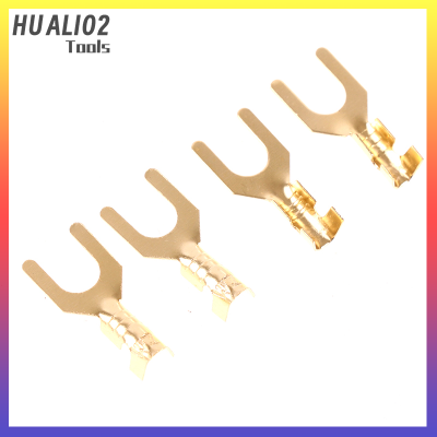 HUALI02 100pcs CRIMP TERMINAL CONNECTOR GOLD brass/Silver Car SPEAKER ตัวเชื่อมต่อไฟฟ้า