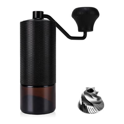 Premium CNC Stainless Steel Conical Burr Mill Manual Burr Coffee Grinder Black for French Press/Espresso/Turkish - Double Bearing