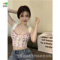 NINI [new season] summer stitching agaric lace lace lace close-fitting outer wear floral short vest Suspender top womens base shirt V728