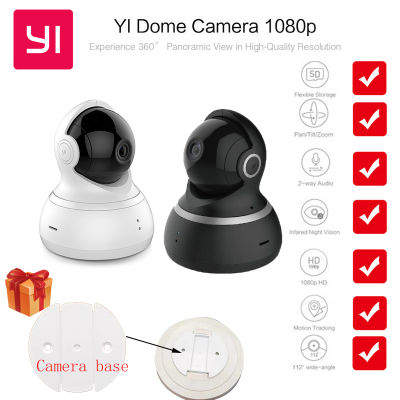 YI Dome 1080p HD Camera Security Surveillance System CCTV IP 360° Detection Wifi Wireless Night Vision IR Two-Way Audio Black and white
