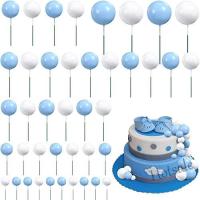 【Ready Stock】 ◊ E05 50Pcs Pearl Balls Cake Topper Happy Birthday Foam Ball Cupcake Cake Insert Pick Toppers DIY Cake Decorations Birthday Wedding Party Suplies