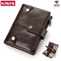 ZZOOI KAVIS RFID Short Men Wallets Leather Business Male Clutch Bag Slim Purses With Coin Pocket Carteira High Quality Women Wallet