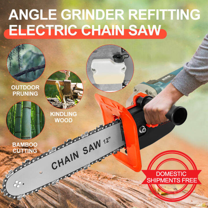 Chainsaw，Electric Angle Grinder Chainsaw Adapter 11.5 Chain and Bar
