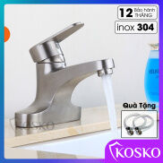 Vòi chậu rửa mặt nóng lạnh vòi lavabo inox 304 KOSKO Tặng kèm dây cấp phù