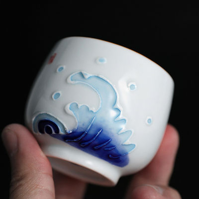 Traditional Ceramic Teacup Hand Painted Flower Tea CupTravel Portable Tea Bowl Puer Master Cup Chinese Tea set Accessories