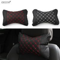 1pc Car Neck Pillow Safety Car Seat Head Auto Headrest Support Rest Cushion PU Leather Breathe Neck Pillows Interior Supplies Seat Cushions