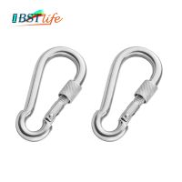 （AT）2ชิ้น M8x80mm Multifunctional304 SpringCarabiner Quick Link Lock Ringsnap กุญแจมือ Chain Fastener Hook