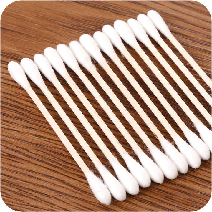 100pcs Cotton Swabs Double End สำลีอ่อนแบบใช้แล้วทิ้งสำหรับแต่งหน้าถอด