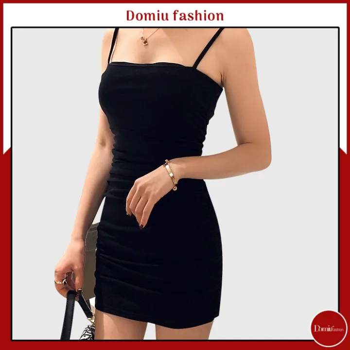Váy đầm body hai dây dúm eo SIÊU ĐẸP – No Brand >>> top1shop >>> lazada.vn