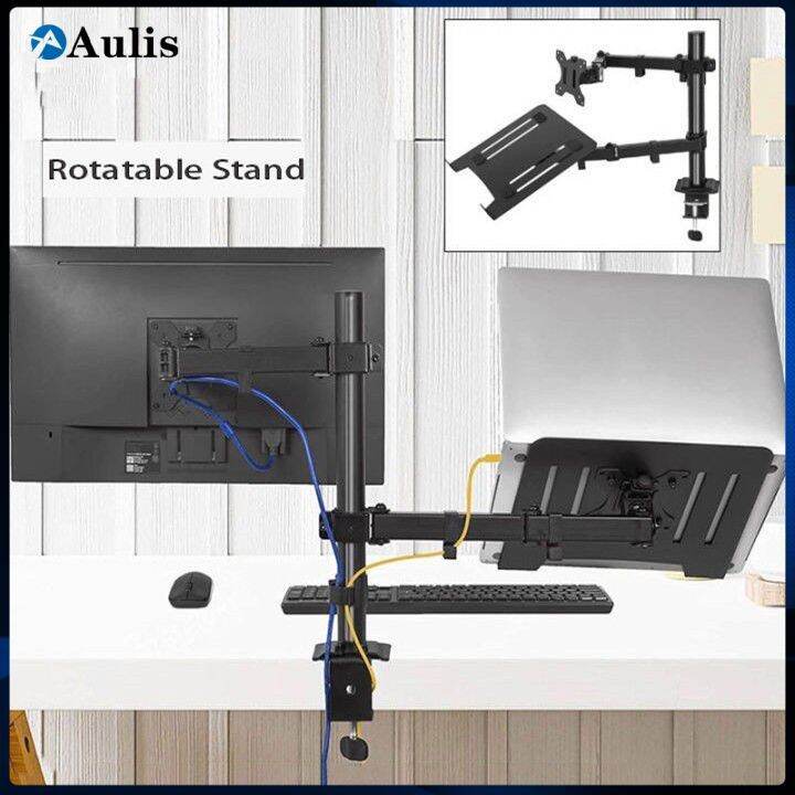 Dual Monitor Stand Adjustable Height Monitor Desk Mount Rotatable