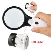 45X Handheld Jewelry Watch Loupe Illuminated Jewelry Loupe Magnifier with 3LED 2Pc