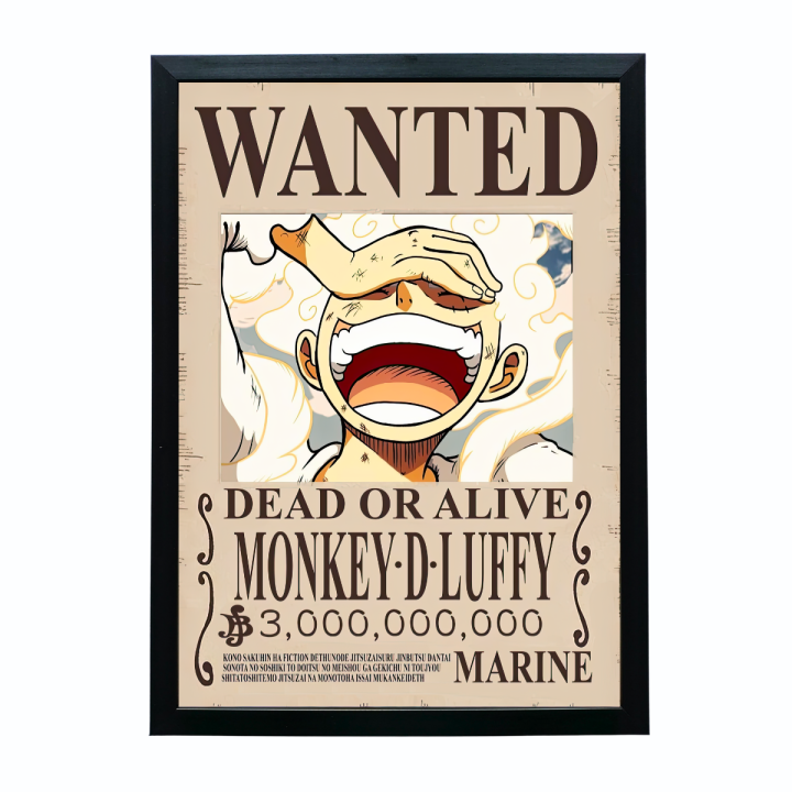 One Piece Wanted Straw Hat Pirates Poster with Frame, Updated Bounty