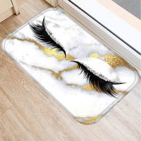 Eyelash Printed Pattern 40*60cm Kitchen Entrance Door Mat Coral Velvet Carpet Doormat Indoor Floor Mats Anti-Slip Rug 48022