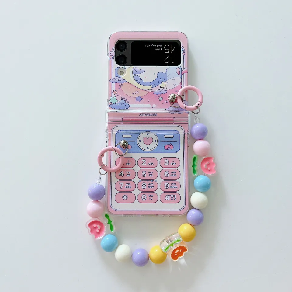 Galaxy Z Flip 5 Case With Pearl Strap, Cute Z Flip 5 Case With