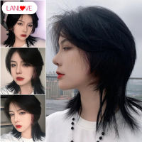 LANLOVE Fluffy Mullet หัวประเภทวิกผมสั้นต่อผมแฟชั่นสำหรับผู้หญิงผู้ชาย Fluffy แฟชั่นผมต่อผมอุปกรณ์เสริมผมส่วนบุคคลไม่ซีดจางใช้งานง่าย Mullet หัวพิมพ์วิกผมสั้นผู้หญิงผู้ชาย