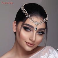 【CW】YouLaPan HP465 Women Headband Forehead Bridal Headdress Water Drop Head Chain Bride Headpiece with Combs Wedding Hair Accesories