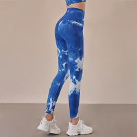 Fintess Women Sports Pants Tight High Waist Yoga Leggings Run Tie-dye Printing Gym Clothing Female Running Peach Hip Squat Proof