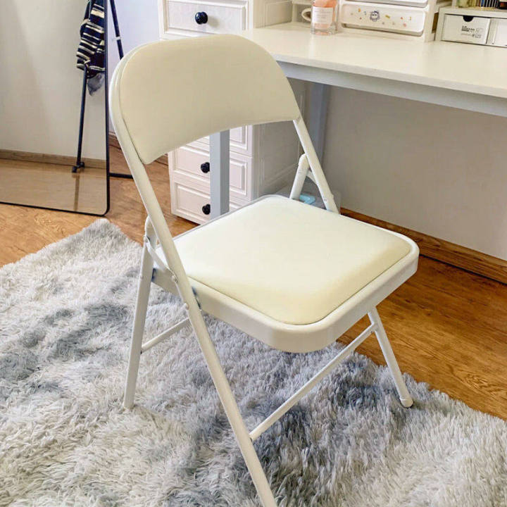เก้าอี้พับได้ เก้าอี้เหล็ก เบาะหนัง PVC เก้าอี้เหล็ก เบาะหนัง โครงเหล็ก มียางหุ้มที่ขา รับน้ำหนัก 100 kg Folding PVC Seat Steel Chair