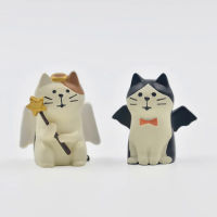 1Pc Angel Devil Decole เรซิ่นแมว Figurine Collect Lover Craft รุ่น Home Decor Miniature Fairy ตกแต่งสวน DIY อุปกรณ์เสริม