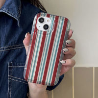 For IPhone 14 Pro Max IPhone Case Thickened TPU Soft Case Clear Case Airbag Shock Camera Cover Vintage Red Stripes Compatible for IPhone 13 Pro Max