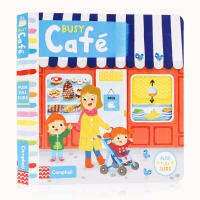 Busy series busy Cafe English original picture book busy Cafe push-pull sliding mechanism cardboard book 0-1-3-6-year-old childrens English Enlightenment cognitive game toy book early education parent-child interaction