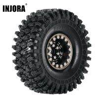 ☾❒ INJORA 1.0 Beadlock Brass Wheel Rims Tires Set 64x24mm for 1/18 1/24 RC Crawler Car Axial SCX24 FMS FCX24 Upgrade (W1005-T1011)