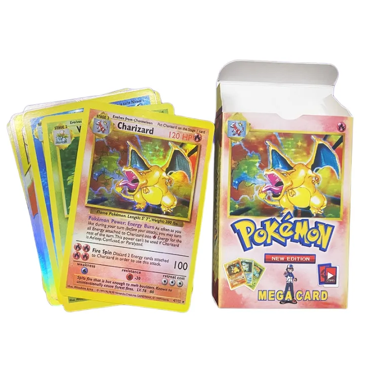 54Pcs/1Box 1996 Years Flash Card Pokemon Game Charizard Pikachu Mewtwo