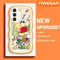 YIWESAN เคสปลอกสำหรับ Samsung S22บวก S22พิเศษ5G,เคสแฟชั่นอนิเมะดินสอสีชินจันขอบดีไซน์ใหม่เคสโทรศัพท์โปร่งใสซิลิโคนนิ่มกันกระแทกป้องกันเลนส์กล้องเคสใส