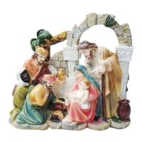 Nativity Stable Ornament Virgin Mary Crafts Sculpture Resin Jesus Nativity Scene Home Decorative Table Centerpiece for Cafe Study Church Entrance Living Room gently