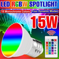 [HOT QQZIWWUJJWG 104] 220V LED RGB หลอดไฟ E27สมาร์ทควบคุมโคมไฟ GU10 Spotlight E14หรี่แสงได้หลอดไฟ15W สำหรับ Home Party ตกแต่ง MR16 LED Bombillas