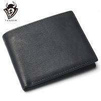 Men Short Wallet Pure Black Color Cheap 100 Genuine Leather For Man Coin Purse Card Holder