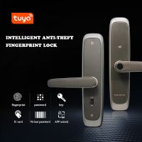 【YF】 Tuya Electronic Smart Door Lock With Biometric Fingerprint / Card Password Key Unlock/ USB Emergency