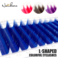 NATUHANA Easy Fan Colored Lashes LLU(M) Curl False Eyelash Extension Individual Auto Fan Color Mink Eyelashes L Shaped Makeup