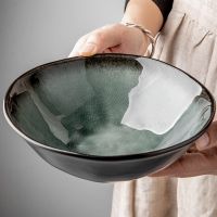 High appearance level Ice crack Glaze Salad Bowl 7.5 shaped large dish bowl Household ceramic bowl Japanese ramen bowl