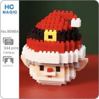PPZ 9098A Merry Christmas Santa Claus Head Festival Hat 3D Model DIY Mini Diamond Blocks Bricks Building Toy for Children no Box