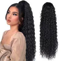 【YF】 Curly Ponytail Extensions Clip Synthetic Drawstring Wig 22Inch Afro Tail Hairpiece False