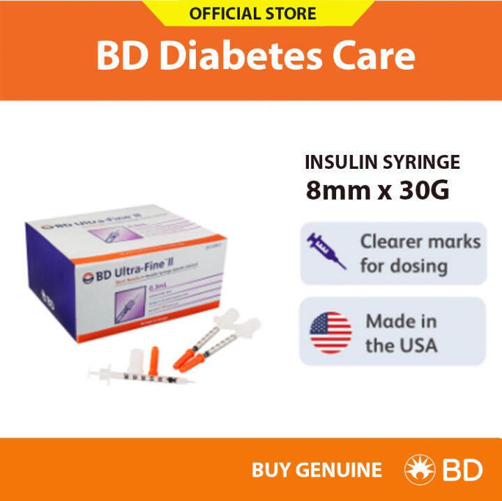 BD Ultra Fine Insulin Syringe 8mm x 30G (Box of 100's) Lazada Singapore