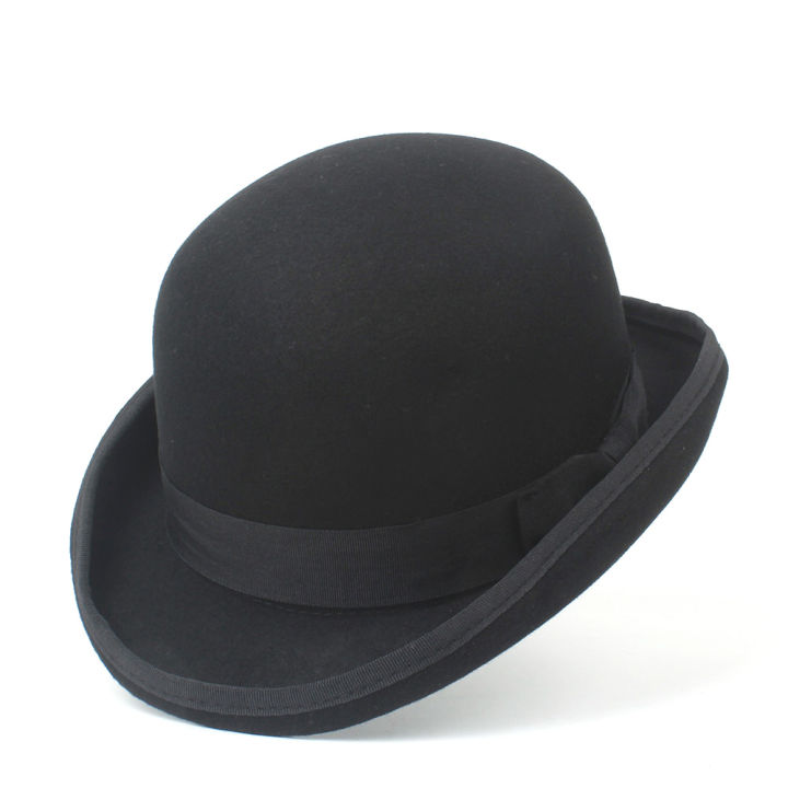 4Size 100 Wool Women Men Bowler Hat Pure Crushable Dome Fedora Hat Traditional Billycock Groom Cap