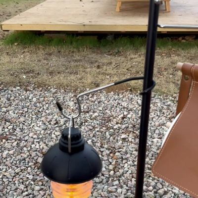 ；。‘【； Stainless Steel Light Stand Holder Hooks Portable Tent Pole Lamp Hanger Hunting Fishing Lantern Hanger Outdoor Accessory