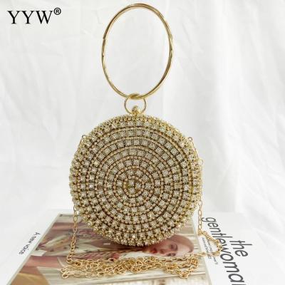 Diamonds Rhinestone Handbag Female Fashion Round Top Handle Bags 2021 Evening Party Clutches And Purse Gold Luxury Shoulder Bags