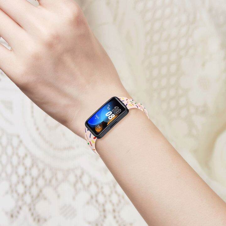 นาฬิกาข้อมือซิลิโคนสีรุ้งสำหรับสาย-huawei-band-8สายรัดข้อมือซิลิโคนสำรองสำหรับสายรัด-huawei-8พิมพ์ลาย