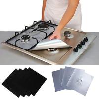 4 Pcs Square Foil Gas Hob Protector Liner Reusable Easy Clean Protection Pad Gas Stove Stovetop Protector Kitchen Accessories