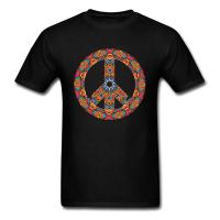 Psychedelic Peace Sign Fashionable Student T Shirt Crew Neck Cotton Tees Gift Teeshirts