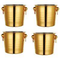 4PC 3L Stainless Steel Ice Bucket Thick Tiger Head Ice Bucket Party Ice Bucket (Gold)