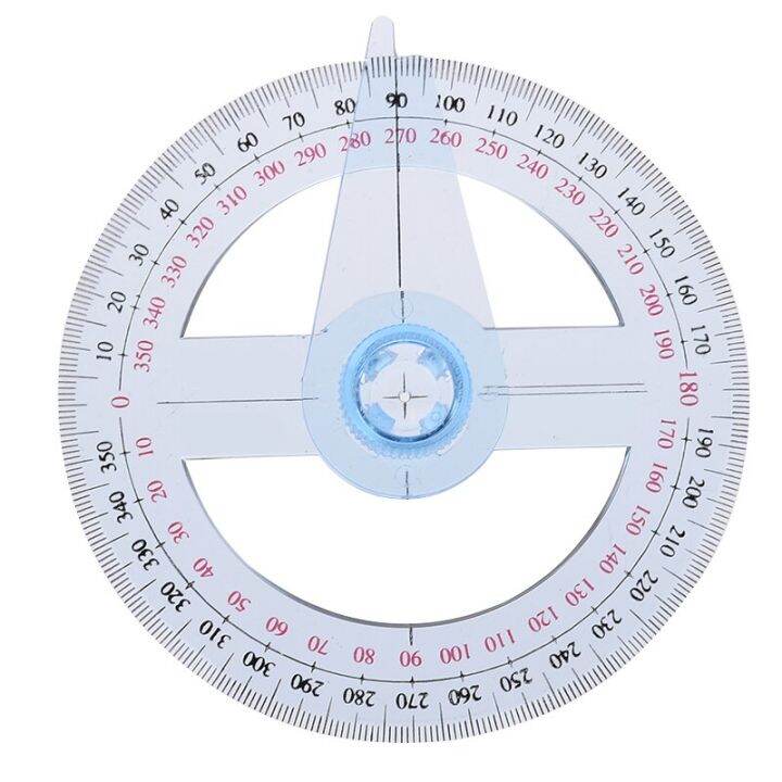 360 Degree Angle Pointer Protractor Oscillating Arm Tool 10cm Plastic ...